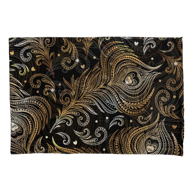 Peacock Feathers: Artistic Freehand Drawing. Pillowcase (Front)