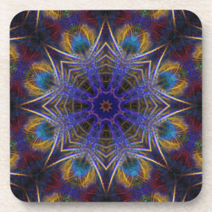 Peacock Feathers Autumn Country Art : Set of Six Coaster