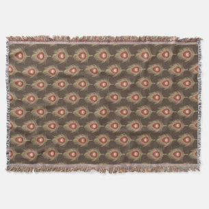 Peacock Feathers, Beige on Dark Chocolate Brown Throw Blanket