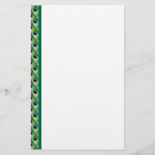 Peacock Feathers Border Stationery