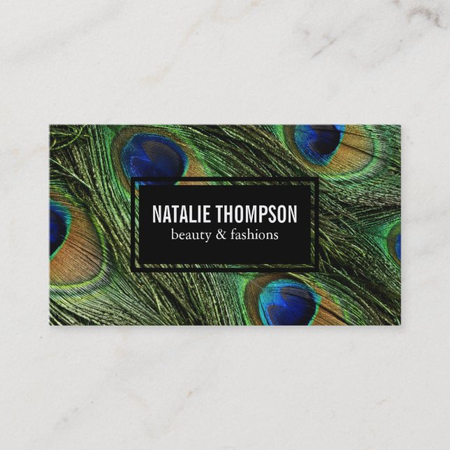Peacock Feathers Business Card (Front)