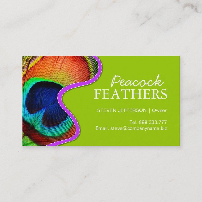 Peacock Feathers Business Cards (Front)