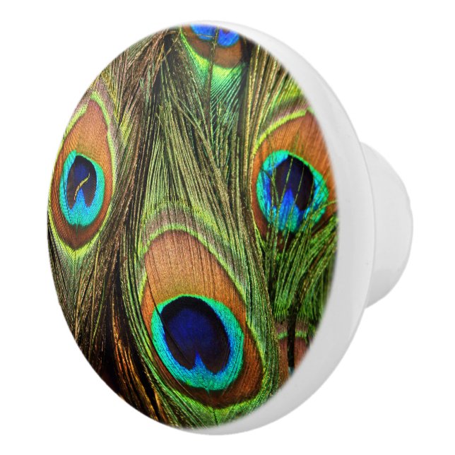 Peacock Feathers Ceramic Knob (Right)