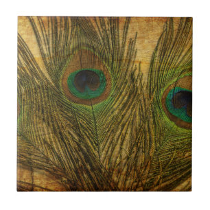 Peacock Feathers Ceramic Tile