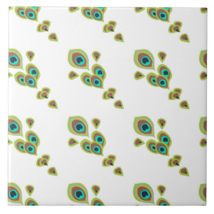Peacock Feathers Ceramic Tile