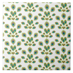 Peacock Feathers Ceramic Tile