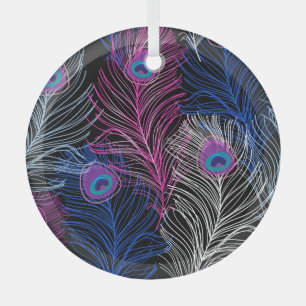 Peacock Feathers Dark: Gorgeous Vintage Design Glass Tree Decoration