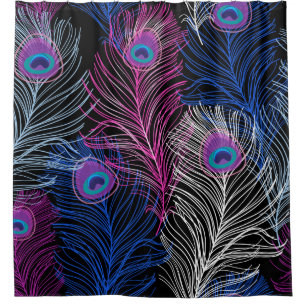 Peacock Feathers Dark: Gorgeous Vintage Design Shower Curtain