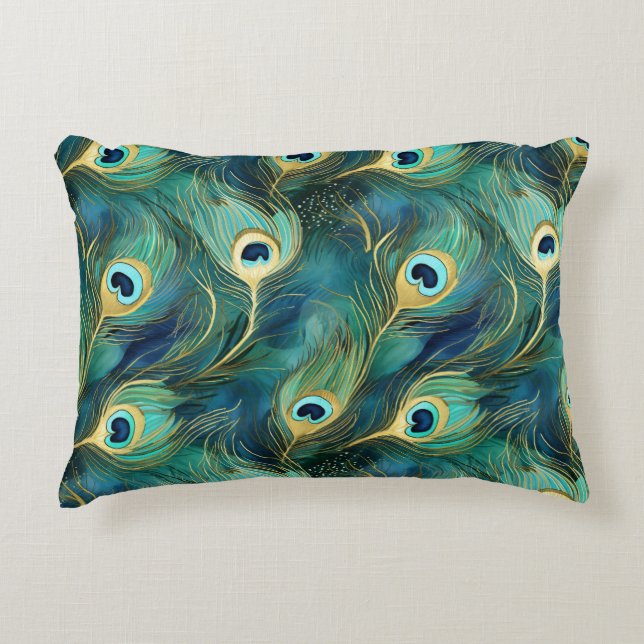 Peacock Feathers Decorative Cushion (Front)