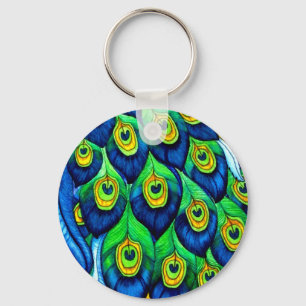 Peacock Feathers Design Key Ring