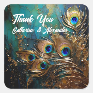 Peacock feathers elegant  square sticker
