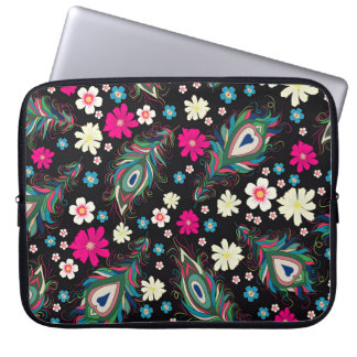 Peacock Feathers Embroidery Seamless Pattern Laptop Sleeve