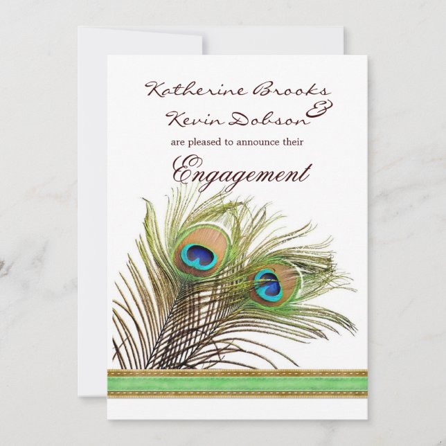 Peacock feathers Engagement announcement (Front)