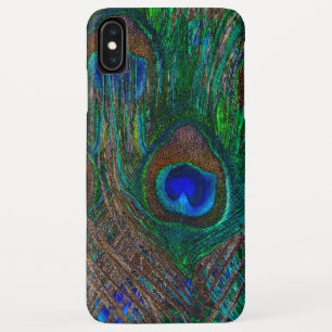 Peacock Feathers Etching Style iPhone XS Max Case