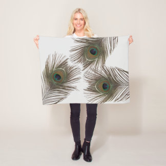 Peacock feathers fleece blanket