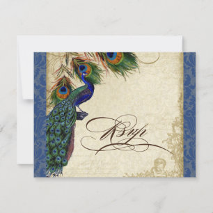Peacock & Feathers Formal RSVP Response Navy Blue