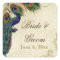 Peacock & Feathers Formal Wedding Favour Seals Tag