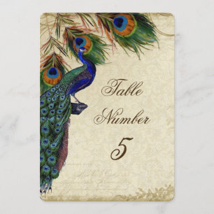 Peacock & Feathers Formal Wedding Table Number 5