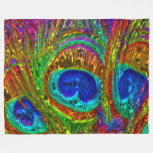 Peacock Feathers Glass Art 1 Fleece Blanket