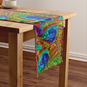 Peacock Feathers Glass Art 1 Medium Table Runner