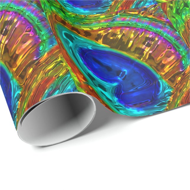 Peacock Feathers Glass Art 1 Wrapping Paper (Roll Corner)