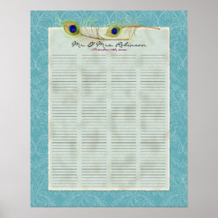 Peacock Feathers Guest Book Signing Poster