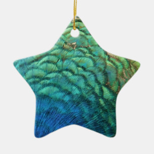 Peacock Feathers I Colourful Abstract Nature Desig Ceramic Ornament