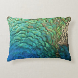 Peacock Feathers I Colourful Abstract Nature Desig Decorative Cushion