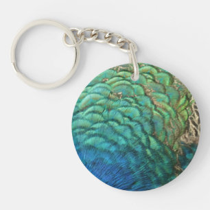 Peacock Feathers I Colourful Abstract Nature Desig Key Ring