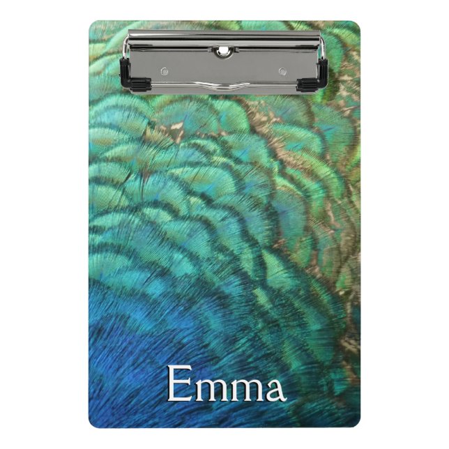 Peacock Feathers I Colourful Abstract Nature Desig Mini Clipboard (Front)