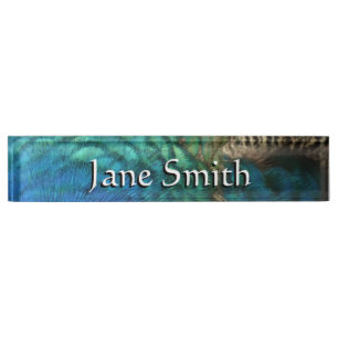 Peacock Feathers I Colourful Abstract Nature Desig Nameplate