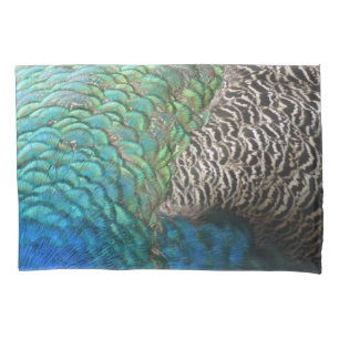 Peacock Feathers I Colourful Abstract Nature Desig Pillowcase