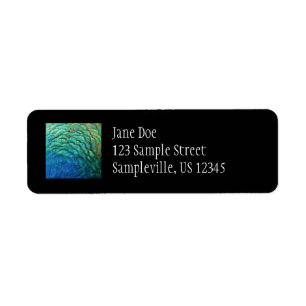 Peacock Feathers I Colourful Abstract Nature Desig Return Address Label