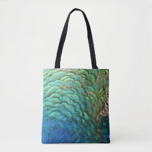 Peacock Feathers I Colourful Abstract Nature Desig Tote Bag
