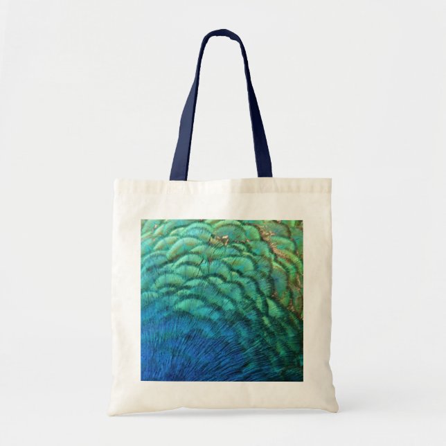 Peacock Feathers I Colourful Abstract Nature Desig Tote Bag (Front)