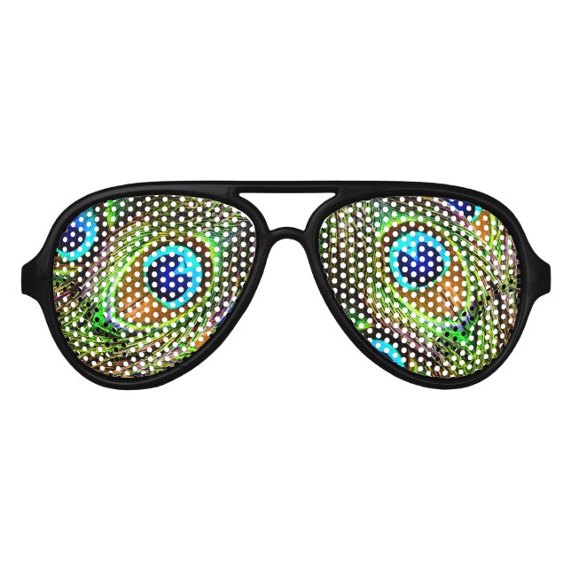 Peacock Feathers Invasion Aviator Sunglasses (Front)
