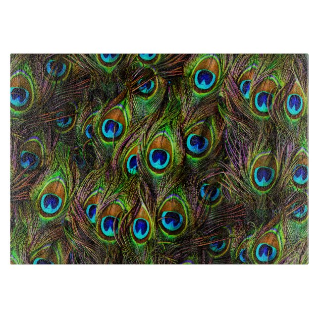 Peacock Feathers Invasion Cutting Board (Front)