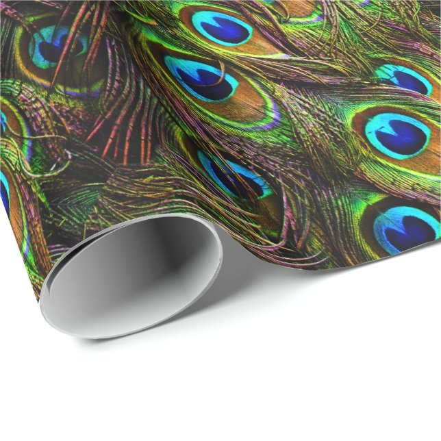 Peacock Feathers Invasion Wrapping Paper (Roll Corner)