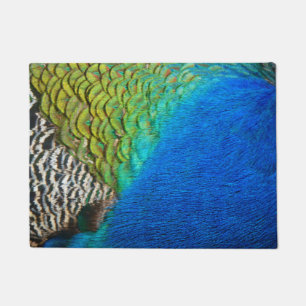 Peacock Feathers IV Colourful Abstract Nature Doormat