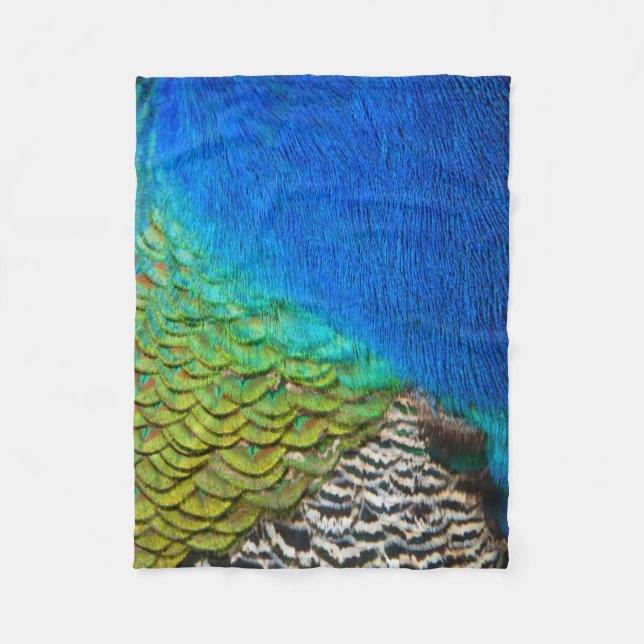 Peacock Feathers IV Colourful Abstract Nature Fleece Blanket (Front)