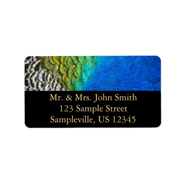 Peacock Feathers IV Colourful Abstract Nature Label (Front)