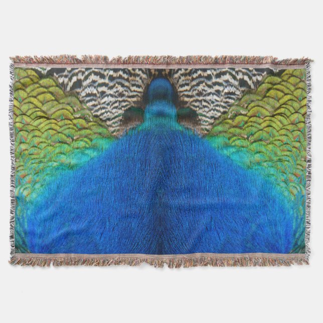 Peacock Feathers IV Colourful Abstract Nature Throw Blanket (Front)