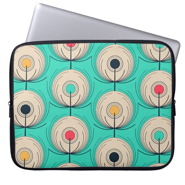 Peacock Feathers: Ivory Blue Fantasy. Laptop Sleeve (Front)