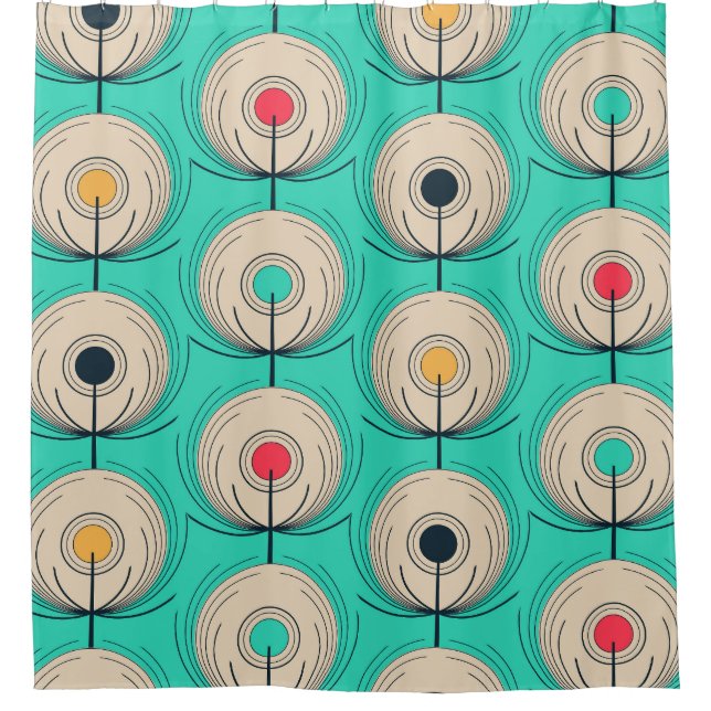 Peacock Feathers: Ivory Blue Fantasy. Shower Curtain (Front)