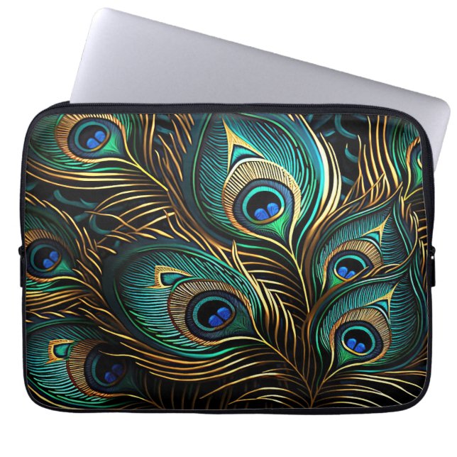 Peacock Feathers Laptop Sleeve (Front)