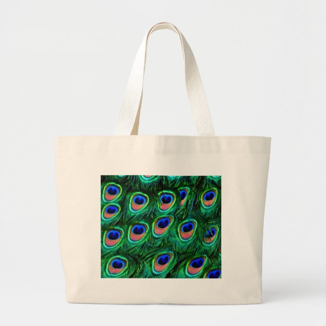Peacock feathers_ large tote bag (Front)