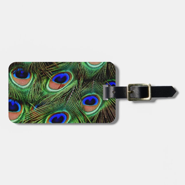 Peacock Feathers Luggage Tag (Front Horizontal)