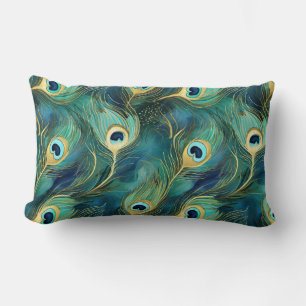 Peacock Feathers Lumbar Cushion