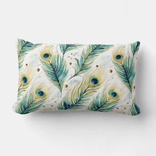 Peacock Feathers Lumbar Cushion