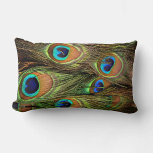 Peacock Feathers Lumbar Pillow